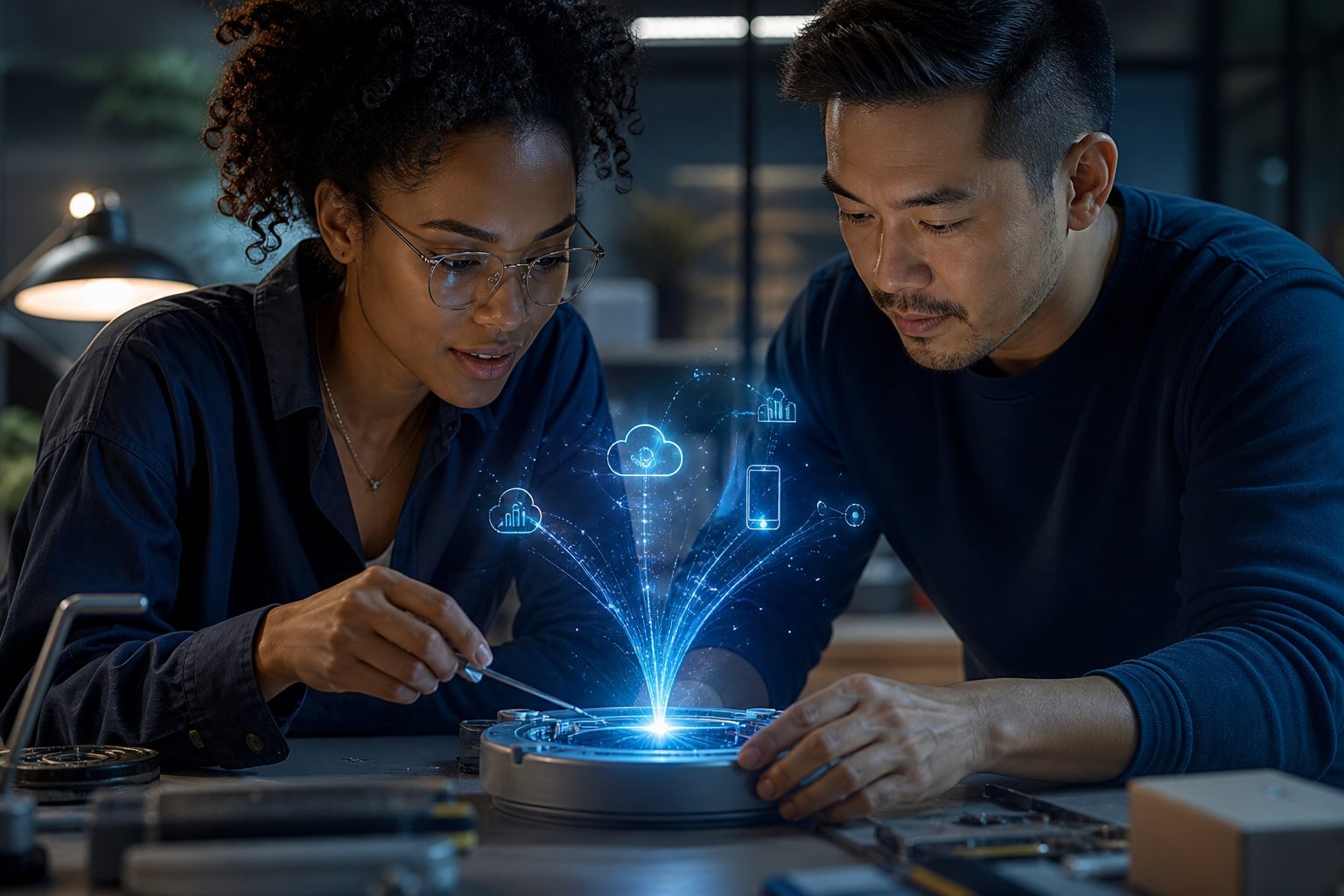 Engineers bringing a bright technological concept to life